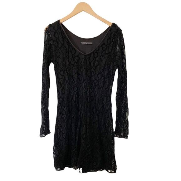 Coco & Tasha Black Floral Lace Long Sleeve Dress - Picture 1 of 8